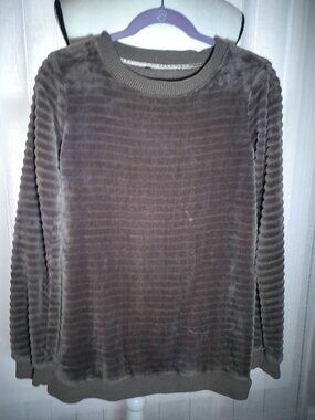NO BRAND (No Tags) Long Sleeve Scoop Neck Brown Velour Soft Sweatshirt L